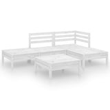 vidaXL 5-piece Lounge Set Solid Pine Wood White