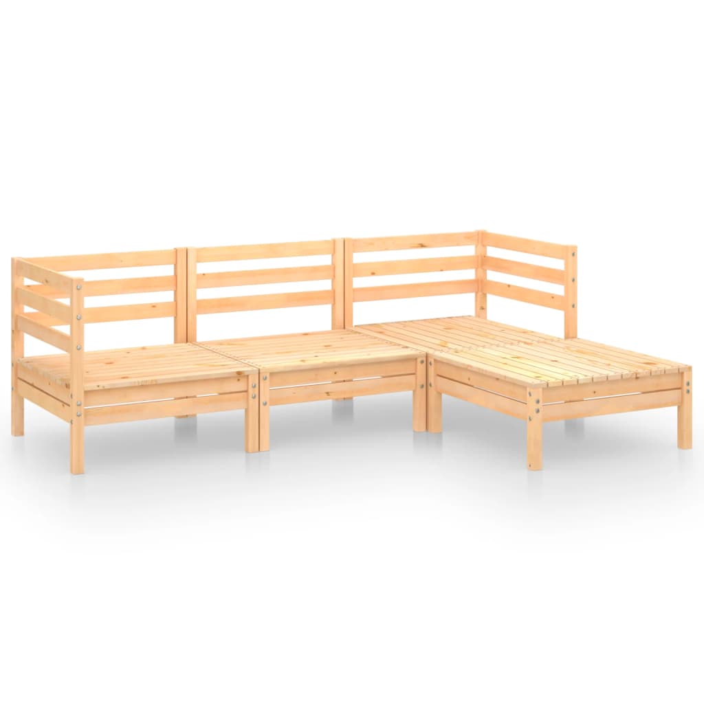 vidaXL 4-Piece Solid Pine Wood Lounge Set
