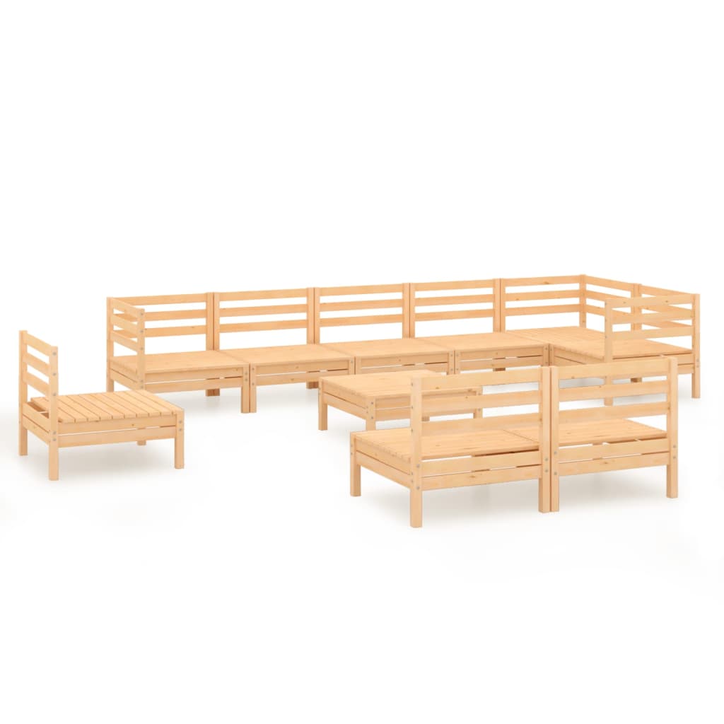 vidaXL 10-Piece Solid Pinewood Lounge Set