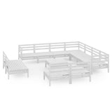 vidaXL 12-piece Lounge Set Solid Pine Wood White