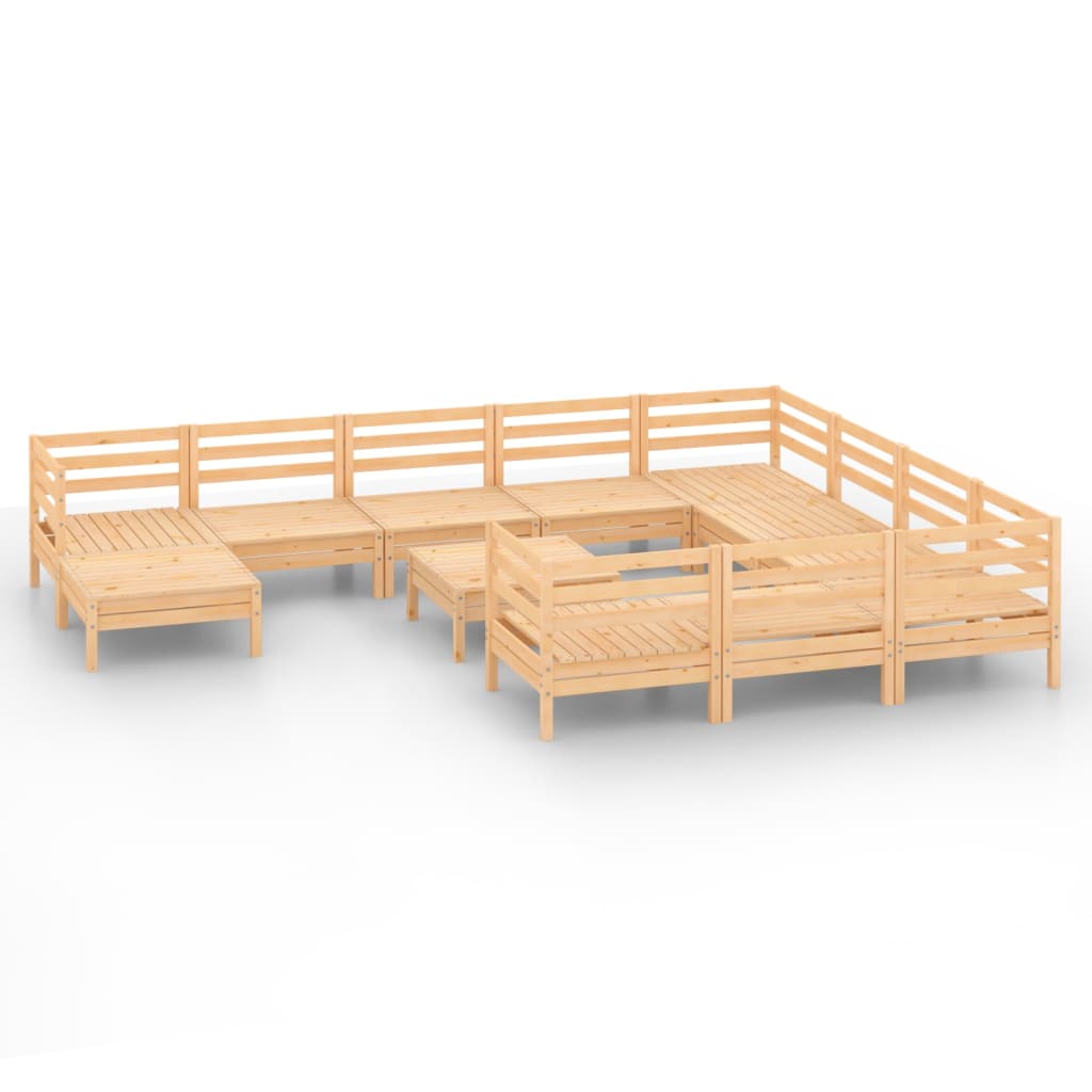 vidaXL 12-piece Solid Pinewood Lounge Set