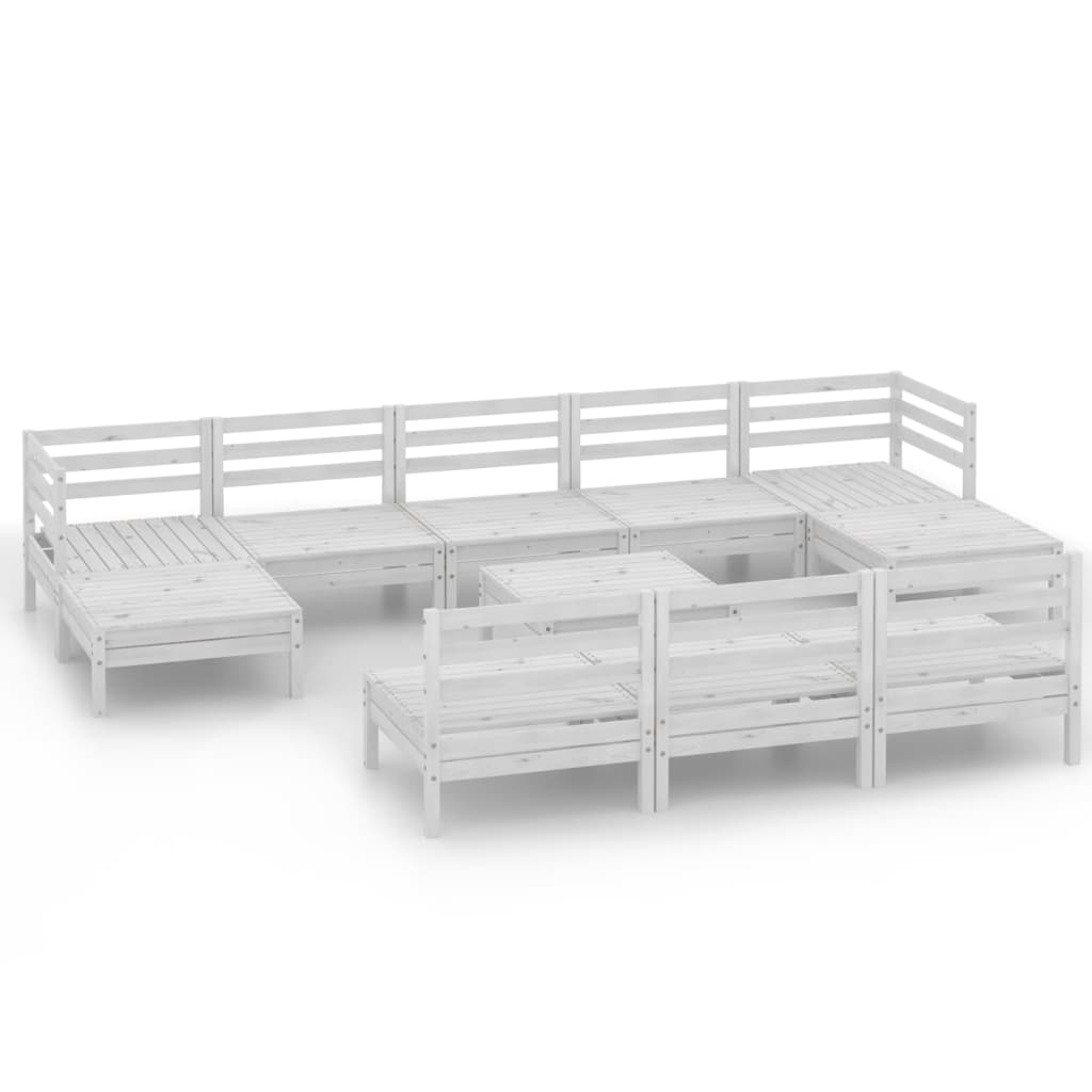 vidaXL 11-delige Loungeset massief grenenhout wit