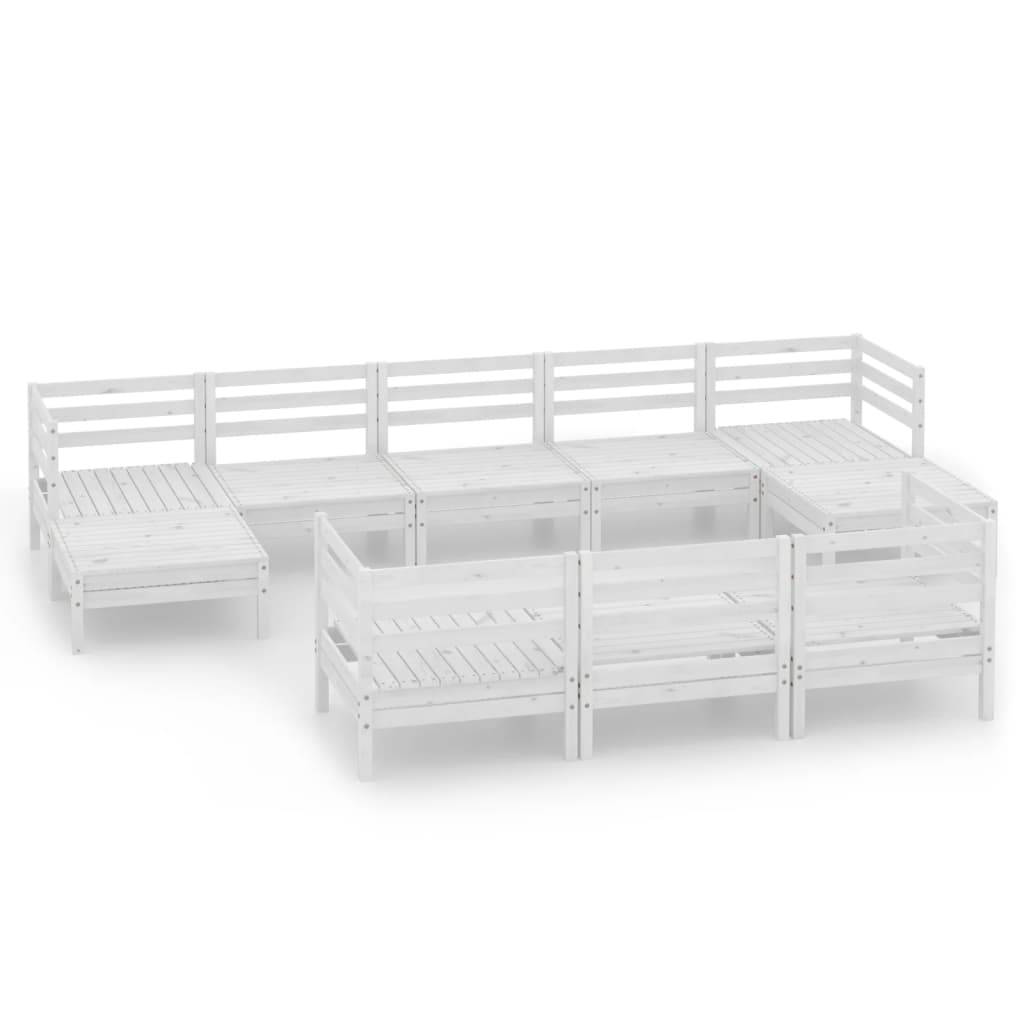 3083385 vidaXL 10-delige Tuin Lounge Set Wit Stevig Hout Grenen
