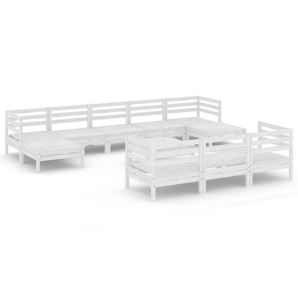 vidaXL 11-Piece Solid Pine Wood Lounge Set White