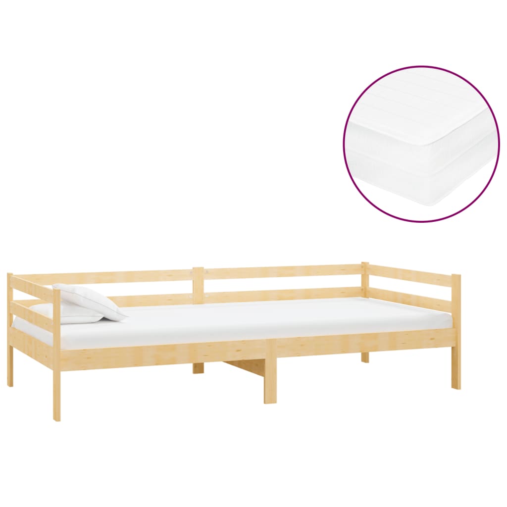 vidaXL Slaapbank met matras massief grenenhout 90x200 cm