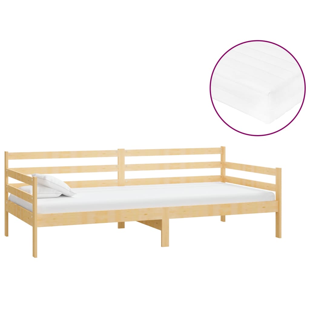 vidaXL Slaapbank met matras massief grenenhout 90x200 cm