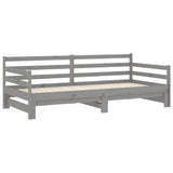 vidaXL Slaapbank uitschuifbaar massief grenenhout grijs 2x(90x200) cm