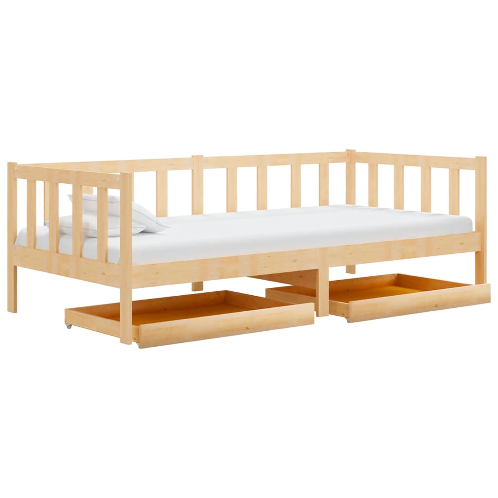 vidaXL Slaapbank met lades massief grenenhout 90x200 cm