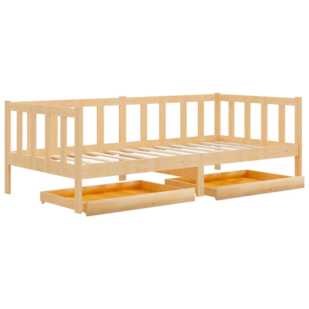 vidaXL Slaapbank met lades massief grenenhout 90x200 cm
