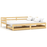 vidaXL Slaapbank uitschuifbaar massief grenenhout 2x(90x200) cm