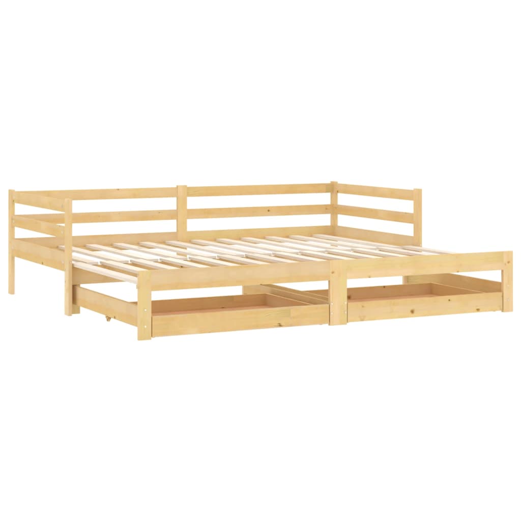 vidaXL Slaapbank uitschuifbaar massief grenenhout 2x(90x200) cm