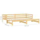 vidaXL Slaapbank uitschuifbaar massief grenenhout 2x(90x200) cm