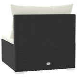 vidaXL Tuinmiddenbank met kussens poly rattan zwart