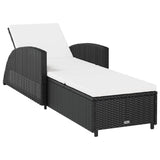 vidaXL Sun Lounger with Cream Cushion Poly Rattan Black