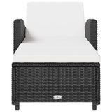 vidaXL Sun Lounger with Cream Cushion Poly Rattan Black