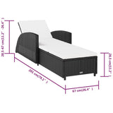 vidaXL Sun Lounger with Cream Cushion Poly Rattan Black