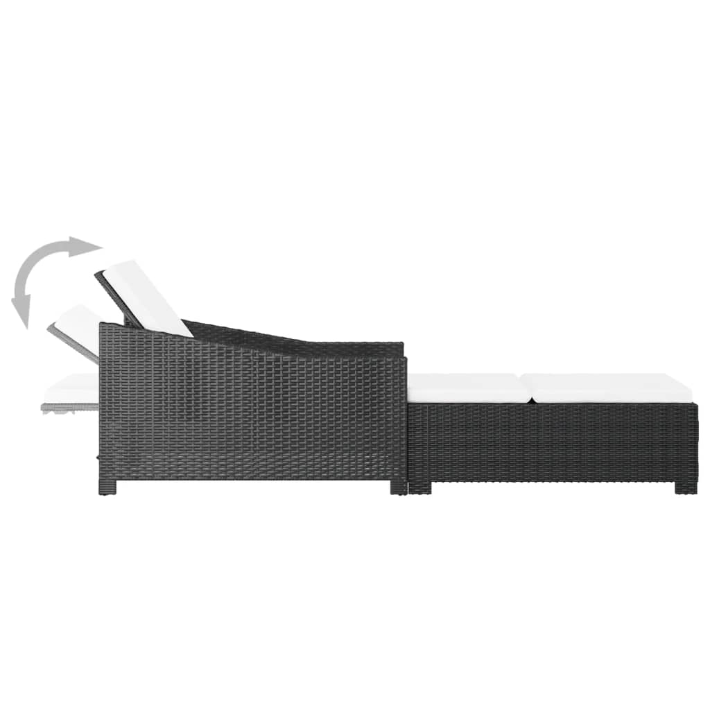 vidaXL Ligbed met crèmewit kussen poly rattan zwart