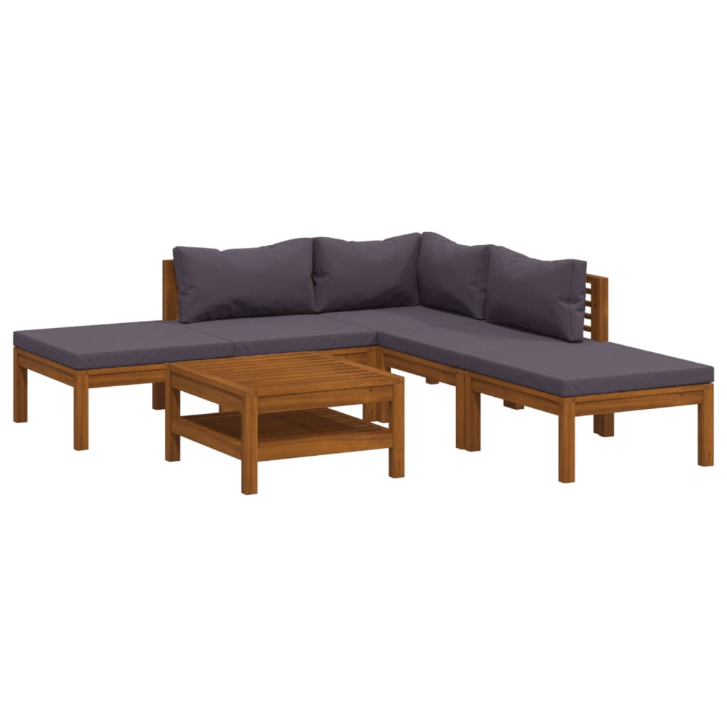 vidaXL Ensemble de salon 6 personnes avec coussins en acacia massif