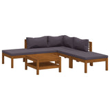 vidaXL Ensemble de salon 6 personnes avec coussins en acacia massif
