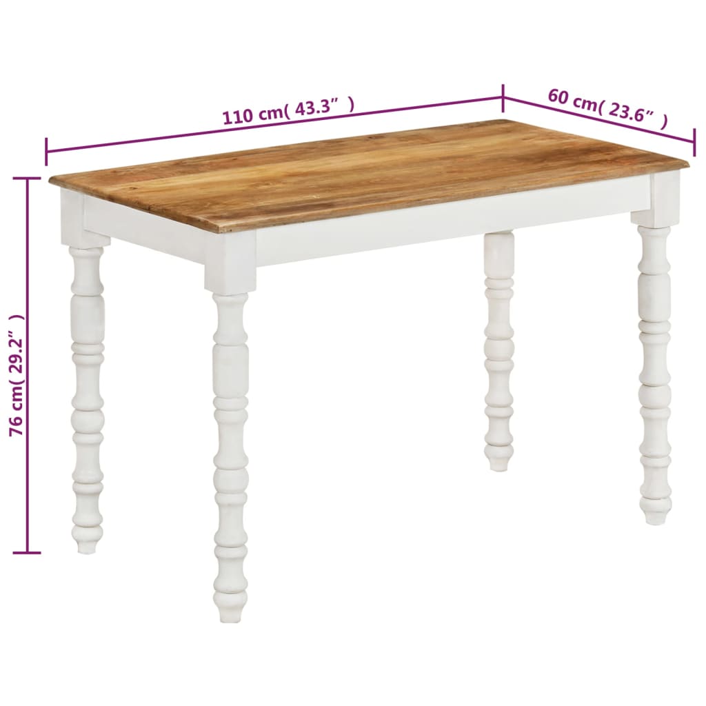 vidaXL Eettafel 110x60x76 cm massief mangohout