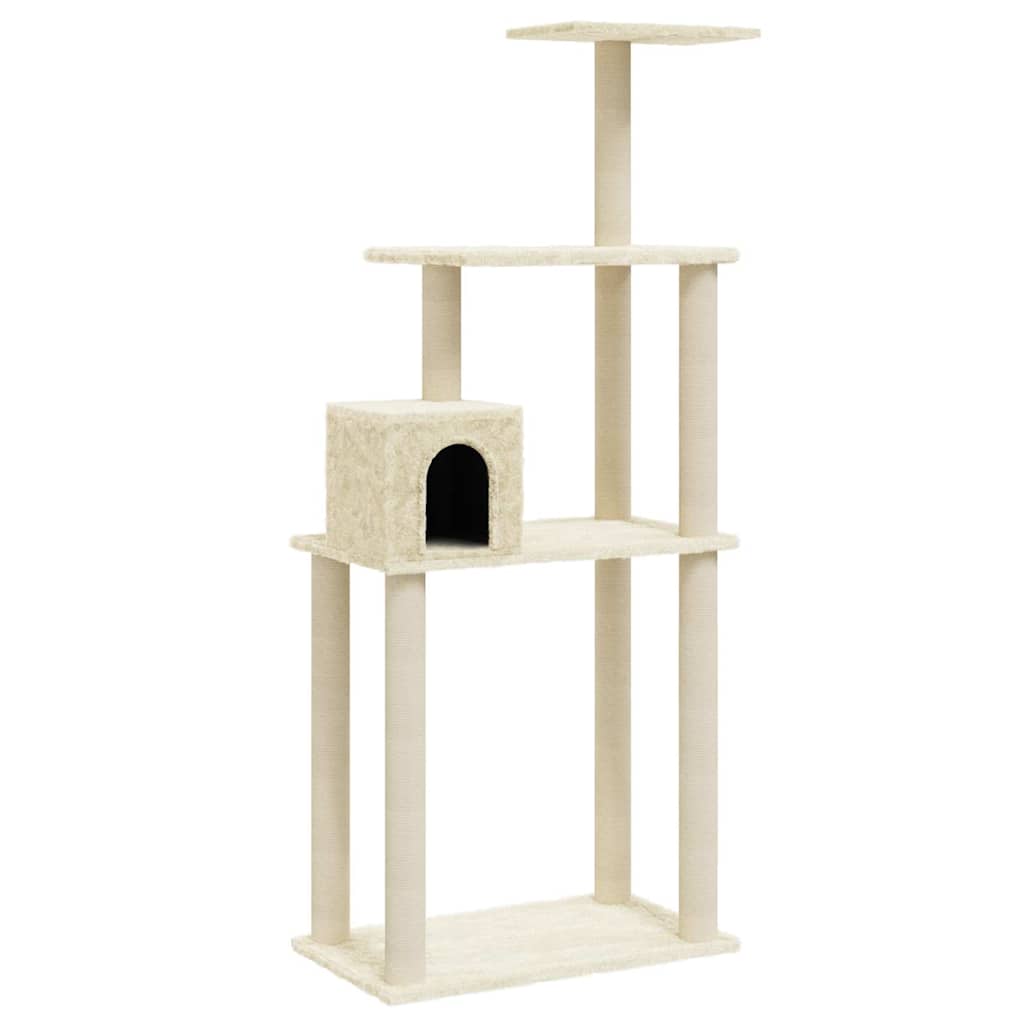 vidaXL Cat scratcher with sisal scratching posts 147 cm cream