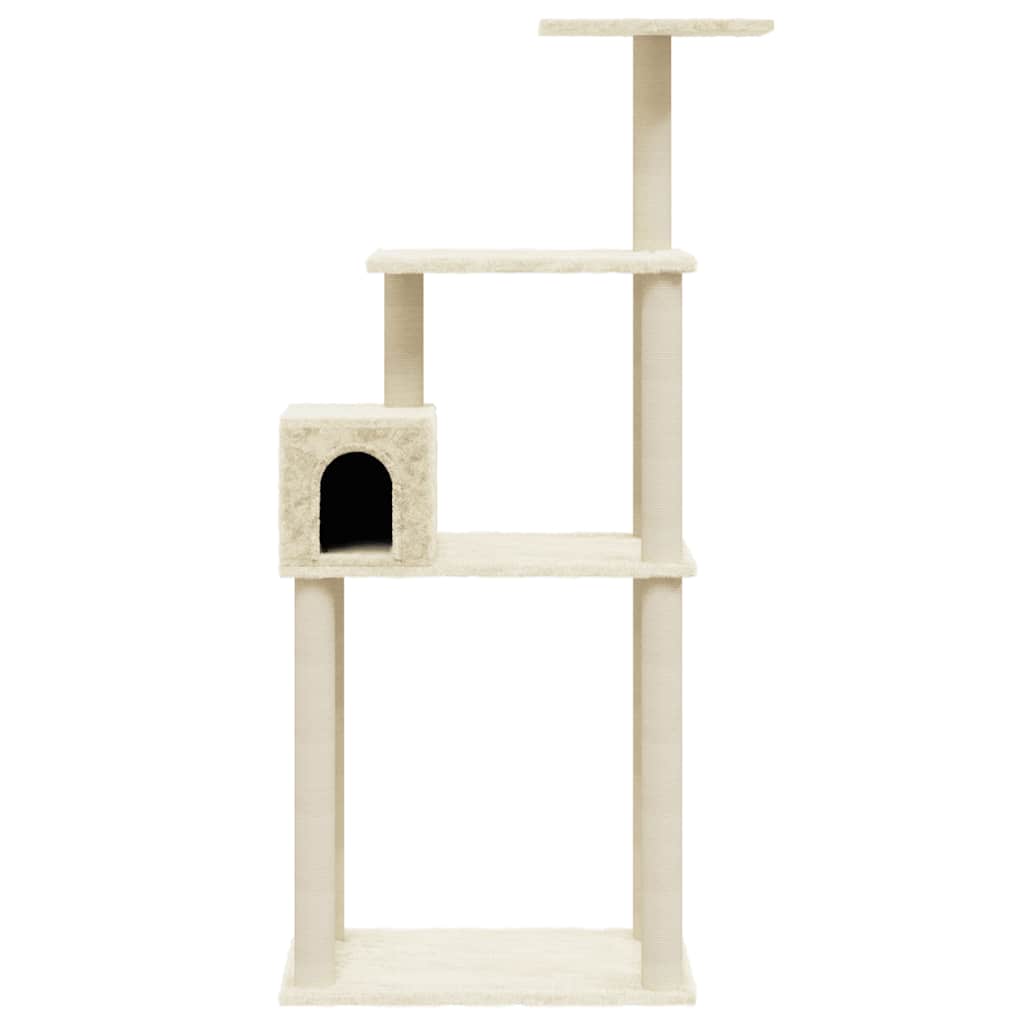 vidaXL Cat scratcher with sisal scratching posts 147 cm cream