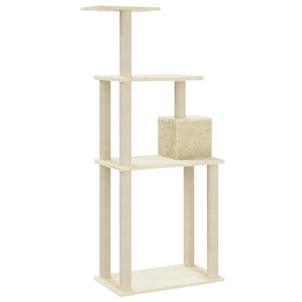 vidaXL Cat scratcher with sisal scratching posts 147 cm cream