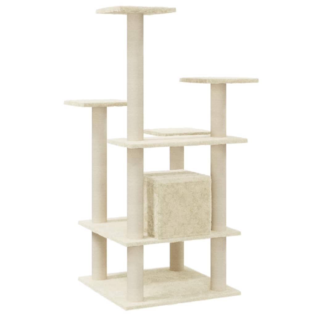 vidaXL Cat Scratching Tree with Sisal Scratching Posts 110 cm Cream