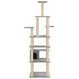 vidaXL Cat scratching tree with sisal scratching posts 183 cm light grey