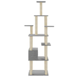 vidaXL Cat scratching tree with sisal scratching posts 183 cm light grey
