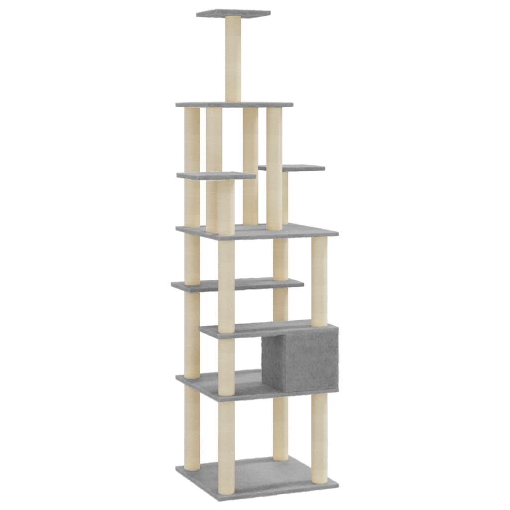 vidaXL Cat scratching tree with sisal scratching posts 183 cm light grey
