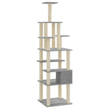 vidaXL Cat scratching tree with sisal scratching posts 183 cm light grey