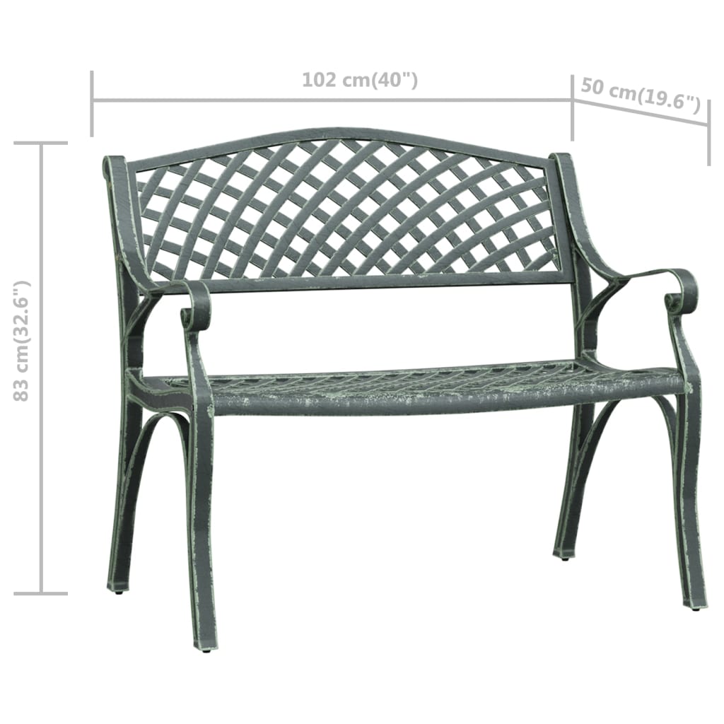 vidaXL Tuinbank 102 cm gietaluminium groen