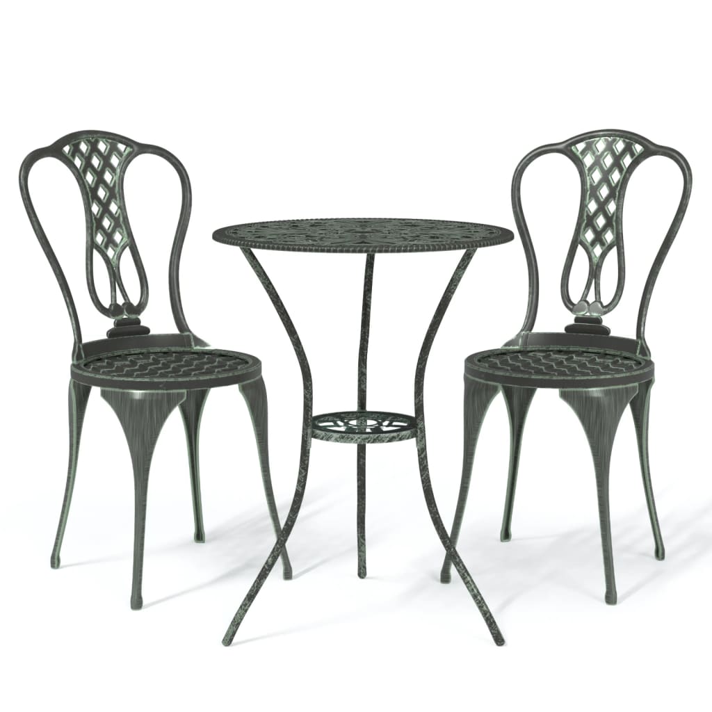 vidaXL 3-Piece Cast Aluminum Bistro Set Green