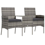 vidaXL Banquette de jardin 2 places avec tafeltje poly rotin couleur antraciet