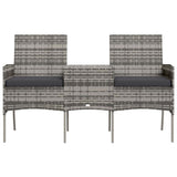 vidaXL Banquette de jardin 2 places avec tafeltje poly rotin couleur antraciet