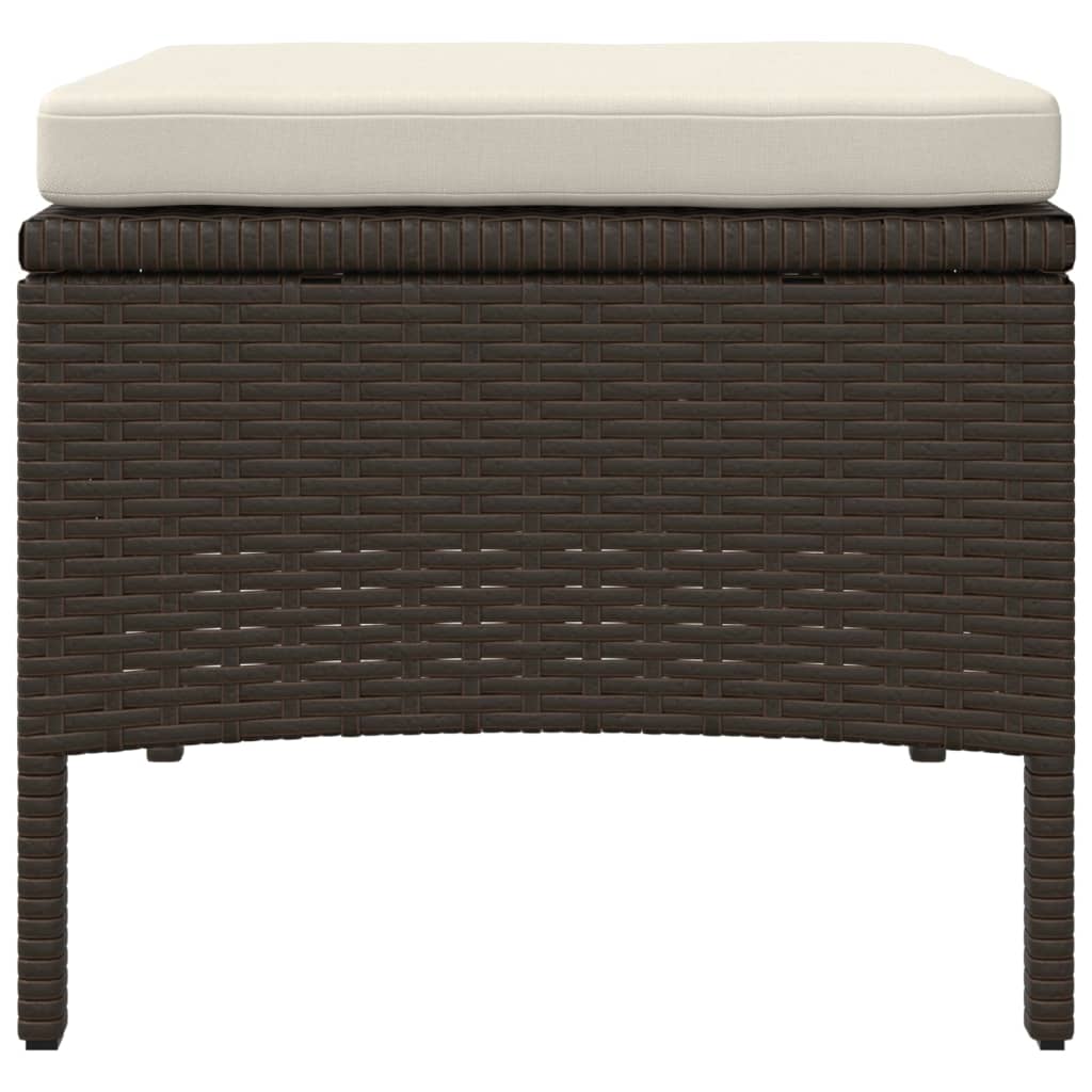 vidaXL 2-Seater Garden Sofa with Table and Footrests Poly Rattan Brown