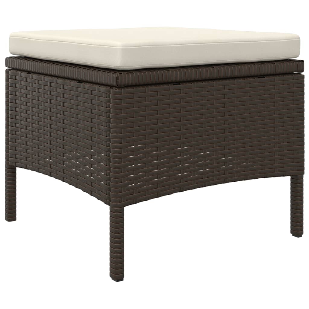 vidaXL 2-Seater Garden Sofa with Table and Footrests Poly Rattan Brown