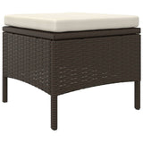 vidaXL 2-Seater Garden Sofa with Table and Footrests Poly Rattan Brown