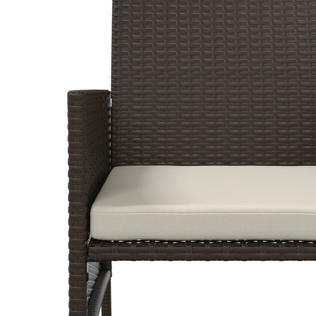 vidaXL 2-Seater Garden Sofa with Table and Footrests Poly Rattan Brown