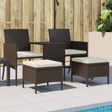 vidaXL 2-Seater Garden Sofa with Table and Footrests Poly Rattan Brown