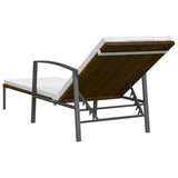 vidaXL Sun Lounger with Cushion Poly Rattan Brown