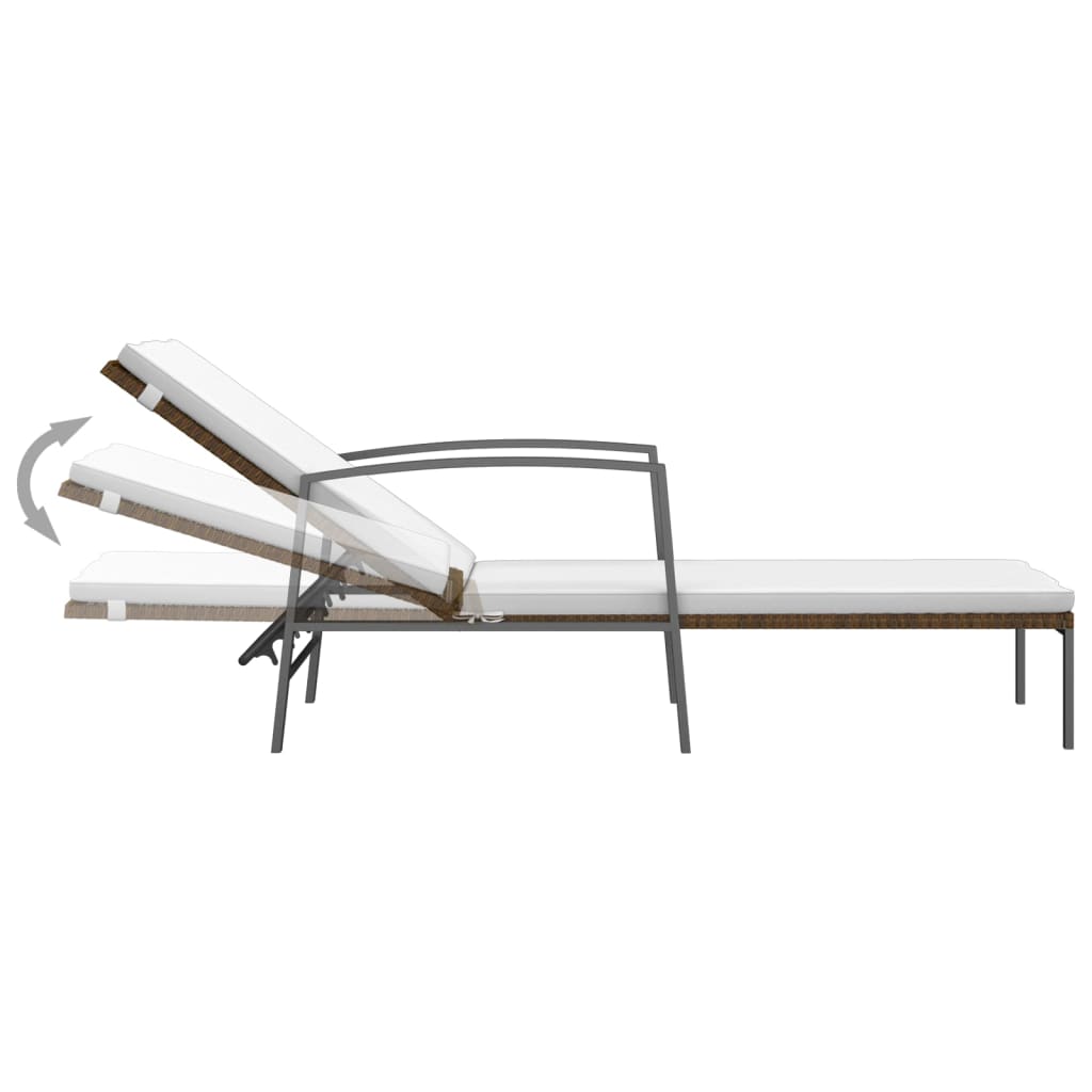 vidaXL Sun Lounger with Cushion Poly Rattan Brown