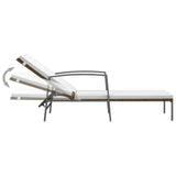 vidaXL Sun Lounger with Cushion Poly Rattan Brown