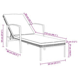vidaXL Sun Lounger with Cushion Poly Rattan Brown