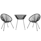 vidaXL 3-Piece Garden Dining Set Black