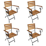 vidaXL Tuinstoelen inklapbaar 4 st staal en massief acaciahout