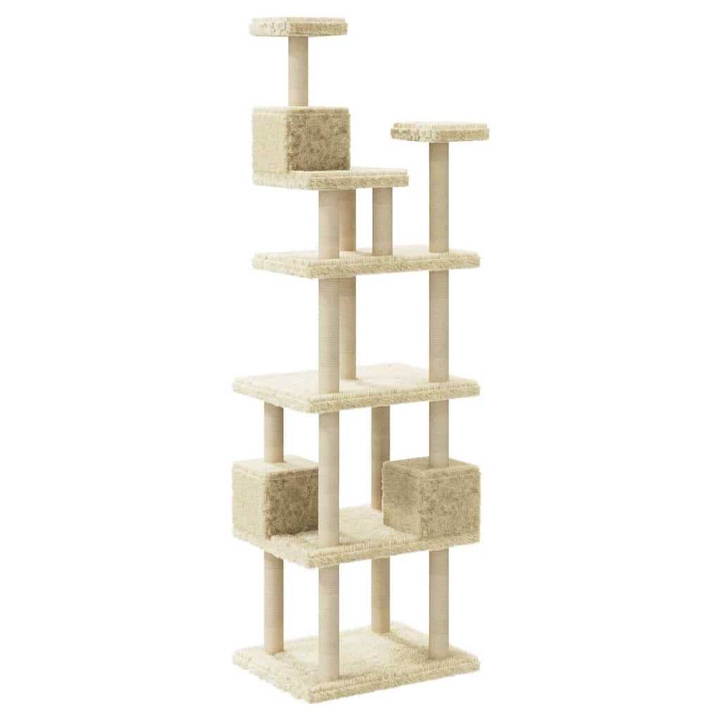 vidaXL Cat Tree with Sisal Scratching Posts 188 cm Cream