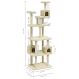 vidaXL Cat Tree with Sisal Scratching Posts 188 cm Cream