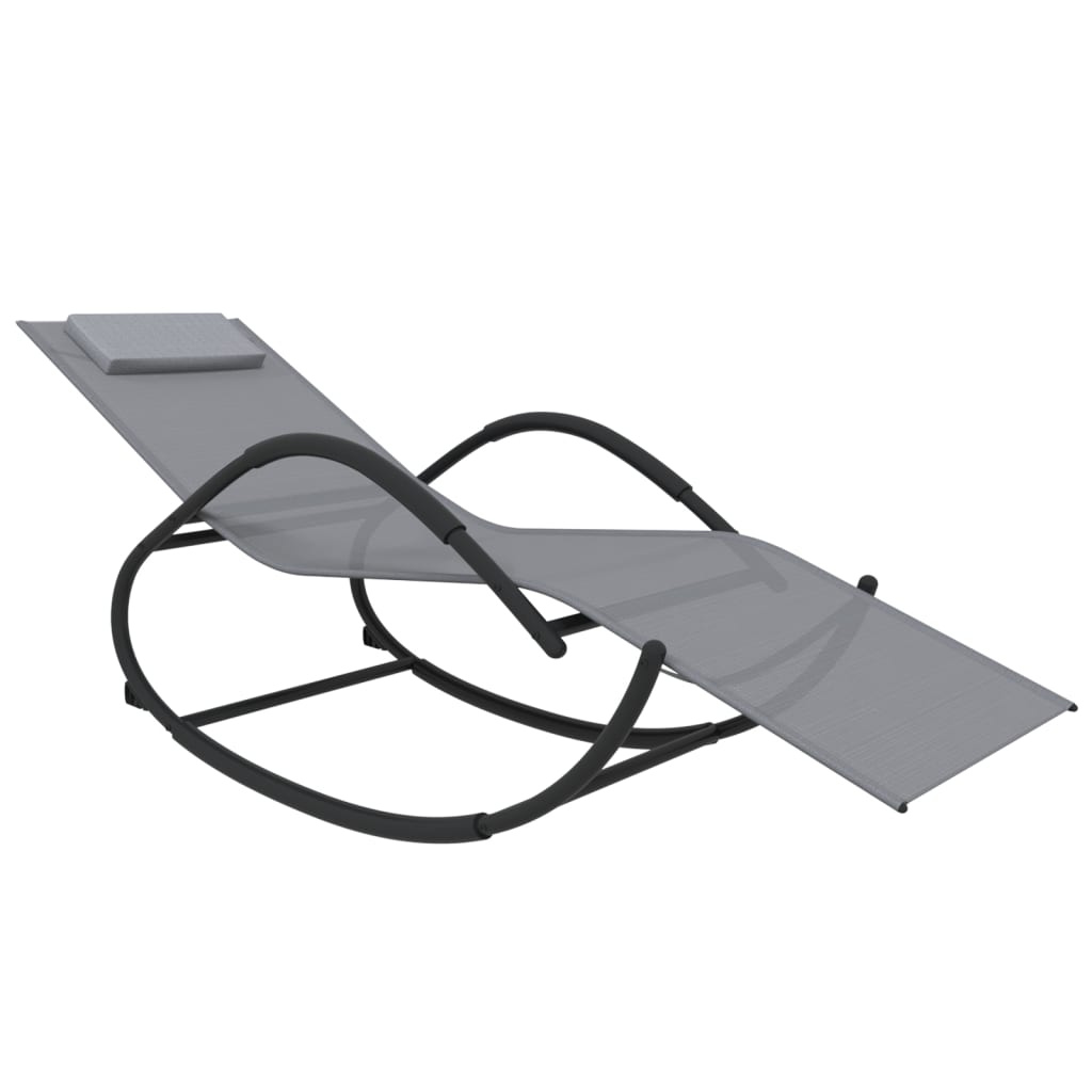 vidaXL Sun Lounger Rocking Steel and Textilene Black
